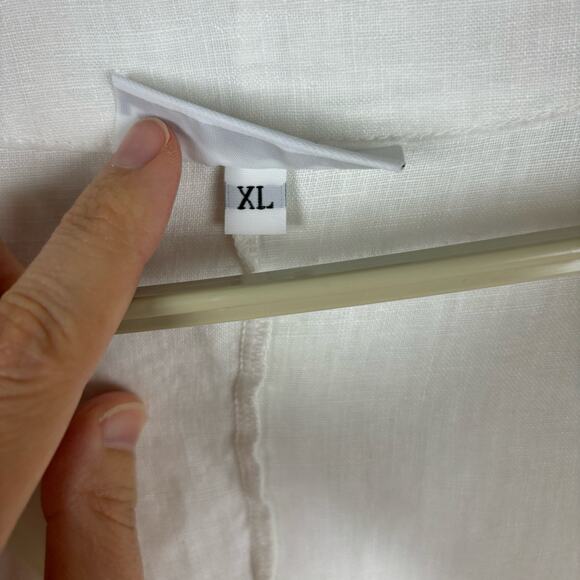 bryn Walker White Linen open jacket Flare Bell Sleeve minimalist coastal - Picture 6 of 8